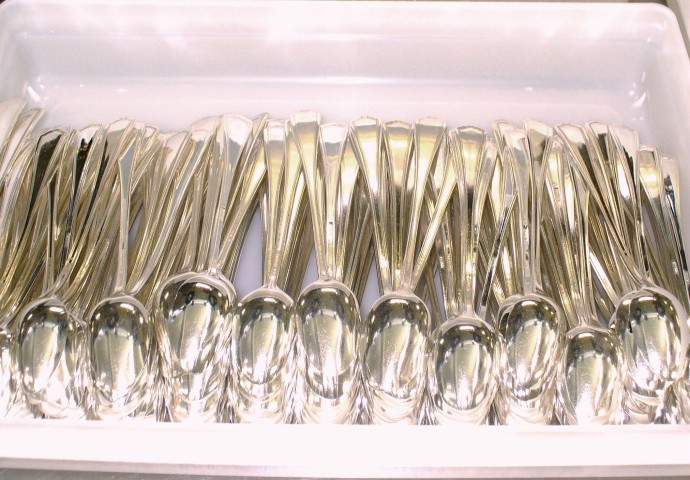 Silver flatware after polishing